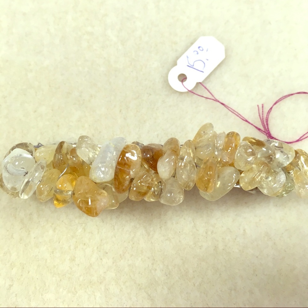 Barrette handmade citrine wrapped
